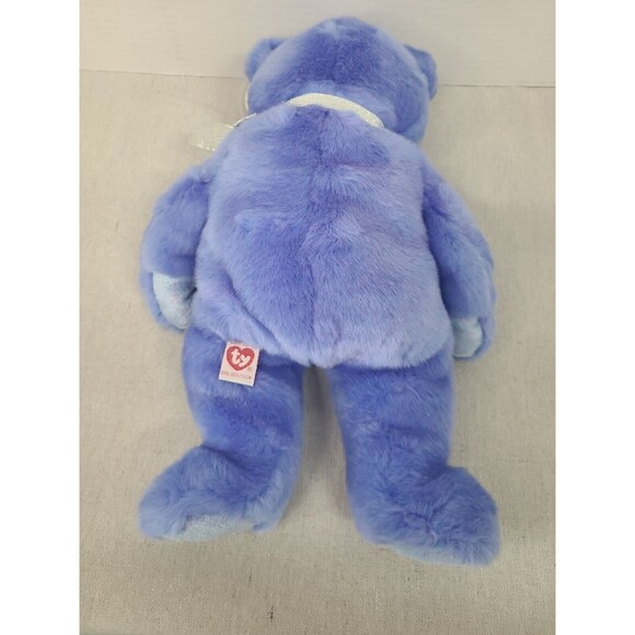 Vintage TY Blue Teddy Bear 'Clubby II' Plush Beanie Buddy 1999 Plush 13" Blue - Picture 4 of 4